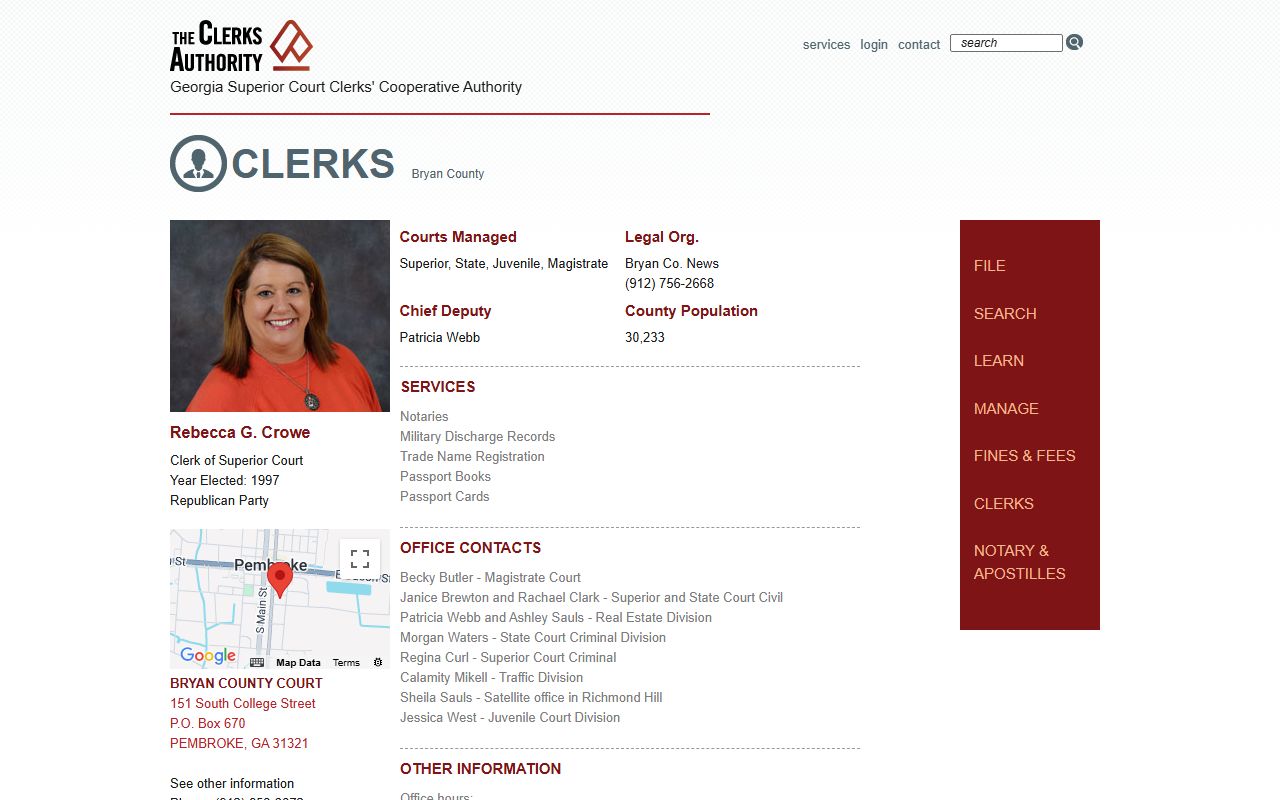 Bryan County court records GSCCCA Clerk of Superior Court profile