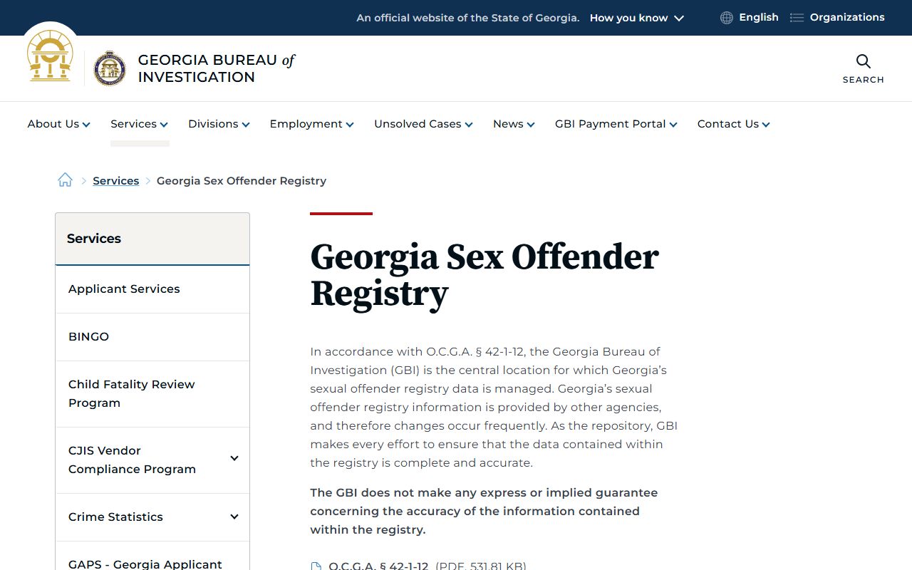 Bryan County warrant records GBI sex offender registry information